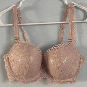 Victoria Secret Dream Angels Lace Demi Bra Shimmering Pink 32DD